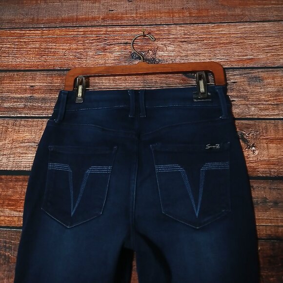 Seven 7 Jeans Size 8 High Rise Skinny Crop Ankle Skin Fit Blue Denim Stretch - Picture 5 of 9